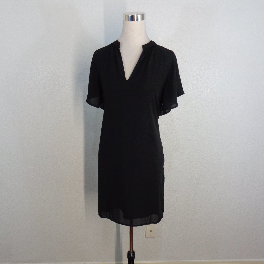 Nwot Gap Black Split Neck Overlay Shift Dress, Sz… - image 3